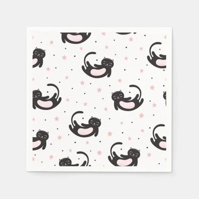 Cartoon cat illustration napkin (Front)