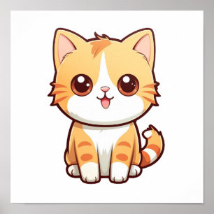 Cartoon cat illustration poster