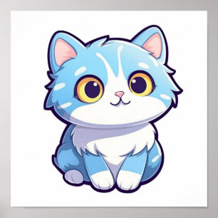 Cartoon cat illustration poster