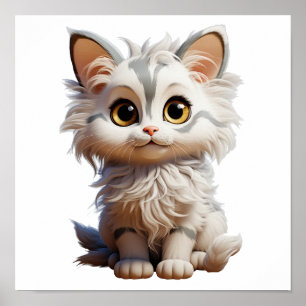 Cartoon cat illustration poster