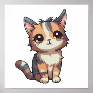 Cartoon cat illustration poster