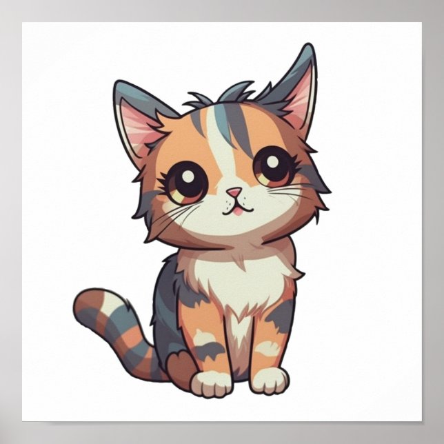 Cartoon cat illustration poster (Front)