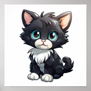 Cartoon cat illustration poster