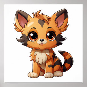 Cartoon cat illustration poster