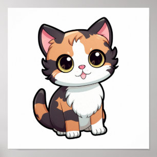 Cartoon cat illustration poster