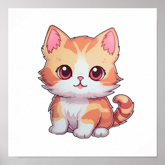 Cartoon cat illustration poster (Front)