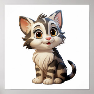 Cartoon cat illustration poster
