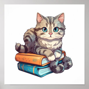 Cartoon cat illustration poster
