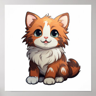 Cartoon cat illustration poster