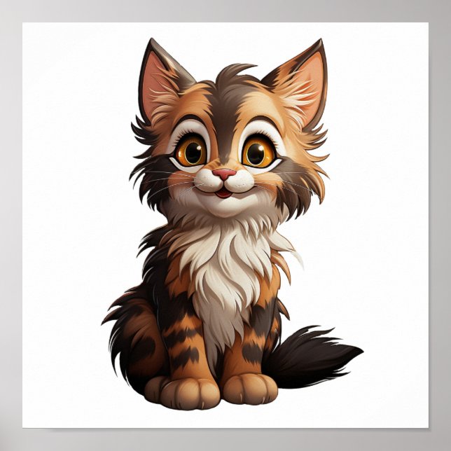 Cartoon cat illustration poster (Front)