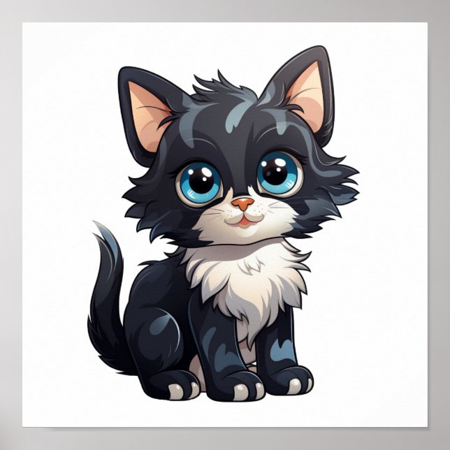 Cartoon cat illustration poster (Front)