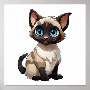 Cartoon cat illustration poster