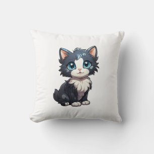 Cartoon cat illustration throw pillow