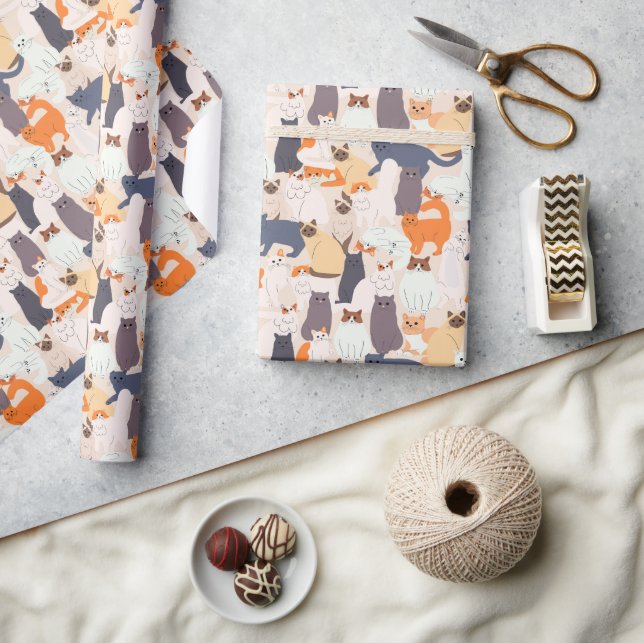 Cartoon Cat Pet Pattern Gift   Wrapping Paper (Crafts)