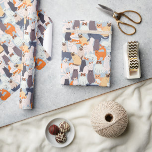 Cartoon Cat Pet Pattern Gift Wrapping Paper