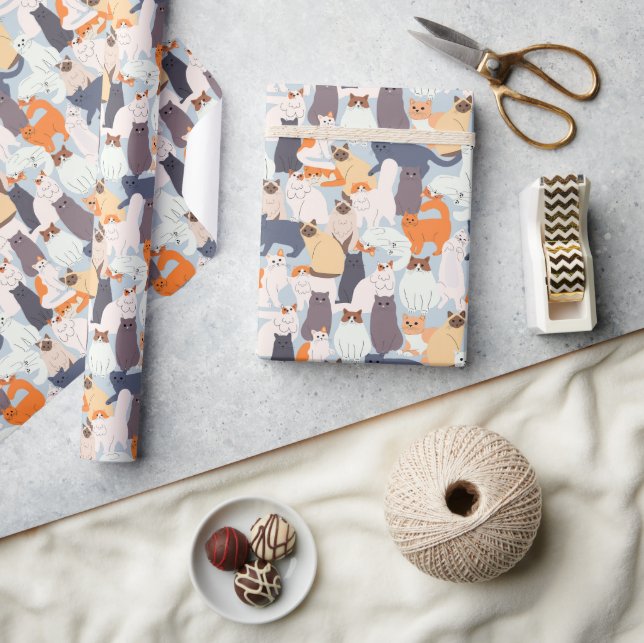 Cartoon Cat Pet Pattern Gift  Wrapping Paper (Crafts)
