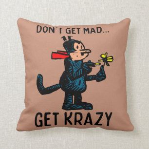 Cartoon Cat Retro-Style Starburst Throw Pillow