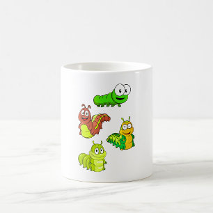 Cartoon Caterpillar Characters Adorable Insects Coffee Mug