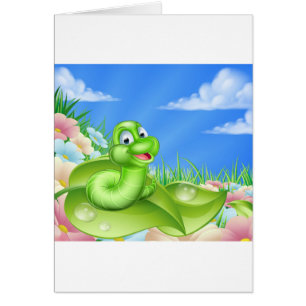 Cartoon Caterpillar in Meadow