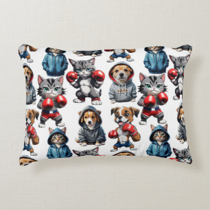 Cartoon Cats And Dogs Design Accent Pillow