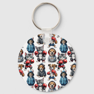 Cartoon Cats And Dogs Design Keychain