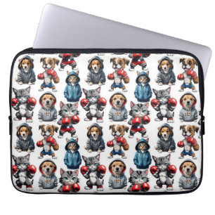 Cartoon Cats And Dogs Design Laptop Sleeve