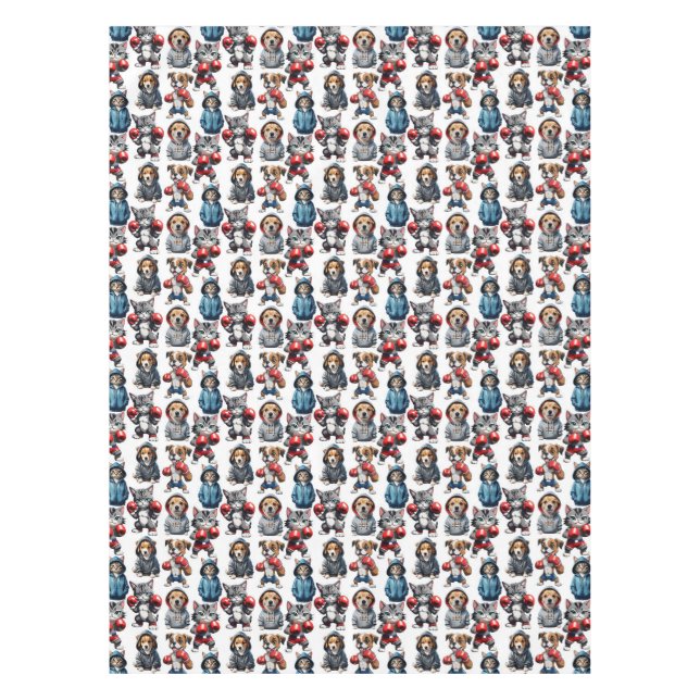 Cartoon Cats And Dogs Design  Tablecloth (Front)