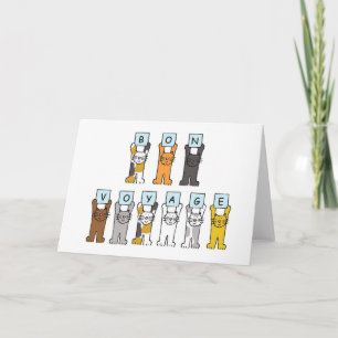 Cartoon cats Bon Voyage Holiday Card