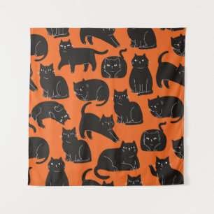 Cartoon Cats Hand Drawn Pattern Tapestry