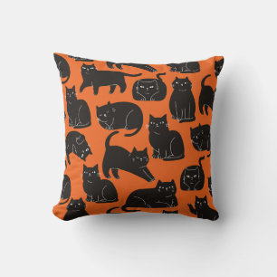 Cartoon Cats Hand Drawn Pattern Throw Pillow