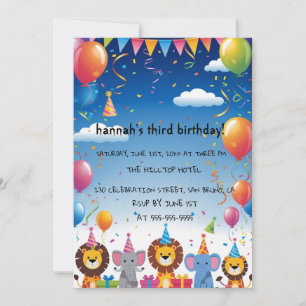 Cartoon Cats Kids’ Purr-fect Birthday Party Invitation