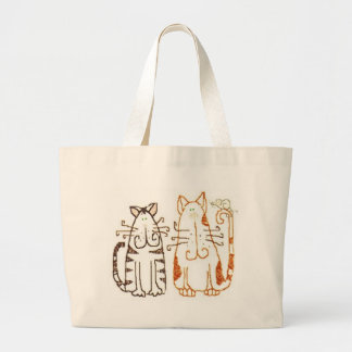 cartoon cats large tote bag