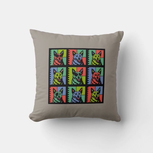 Cartoon Cattle Dogs Throw Pillow (Front)