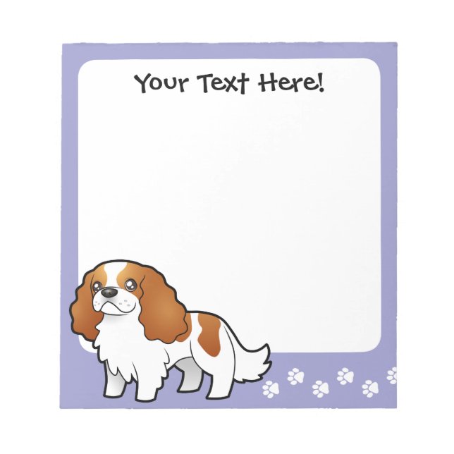 Cartoon Cavalier King Charles Spaniel Notepad (Front)