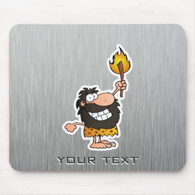 Cartoon Caveman; Metal-look Mouse Pad (Front)