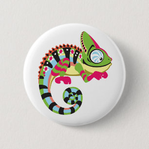 cartoon chameleon 2 inch round button