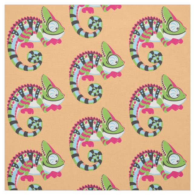 cartoon chameleon fabric (Swatch)