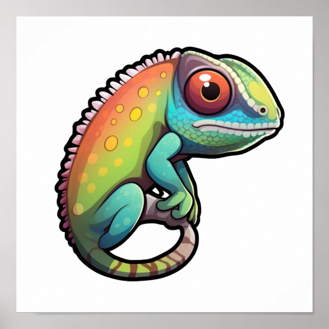 Cartoon chameleon illustration poster (Front)