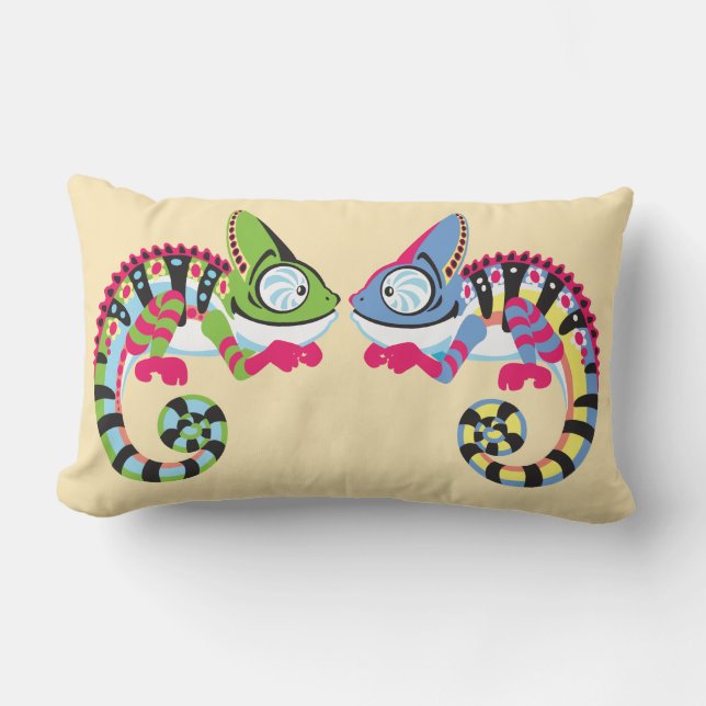 cartoon chameleon lumbar pillow (Front)