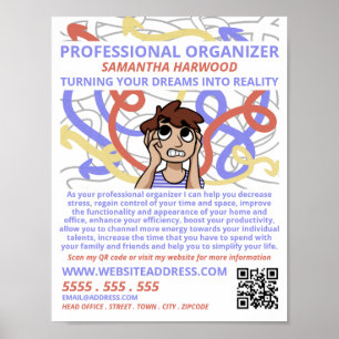 Cartoon Chaos Design, Professional Organizer Poster