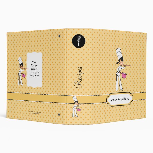 Cartoon Character Chef Recipe Binder in Yellow (Background)