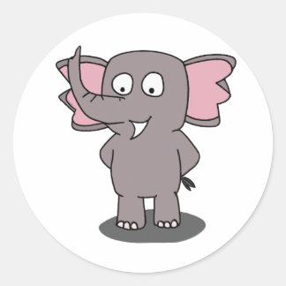 Cartoon Character Elephant Classic Round Sticker