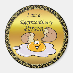 cartoon character fried egg with big smile magnet