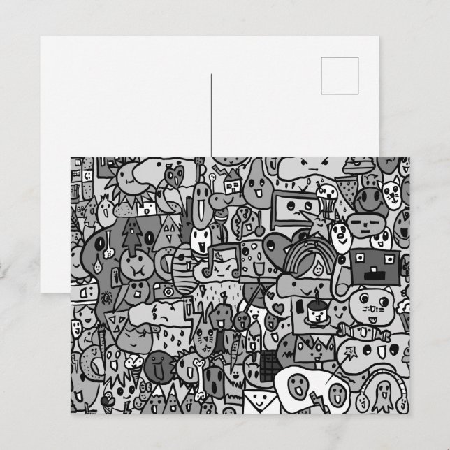 Cartoon Character Hand Drawn Toss Pattern Postcard (Front/Back)