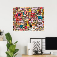 Cartoon Character Hand Drawn Toss Pattern