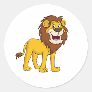 Cartoon Character Lion Classic Round Sticker