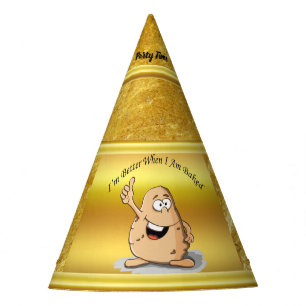 cartoon character potato with big eyes 2 party hat