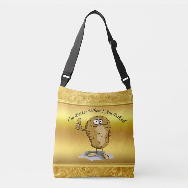 cartoon character potato with big eyes 3 crossbody bag (Front)