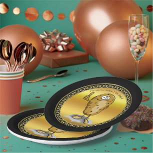 cartoon character potato with big eyes 3 paper plate