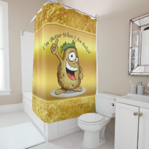 Cartoon character potato with green hair